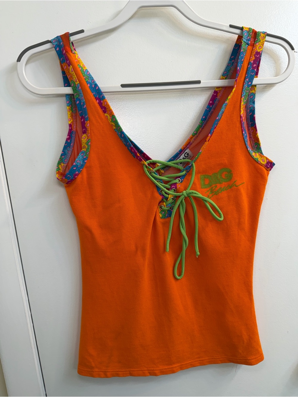 Vintage 2000’s D&G Orange Lace-Up Tank Top by Dolce & Gabbana